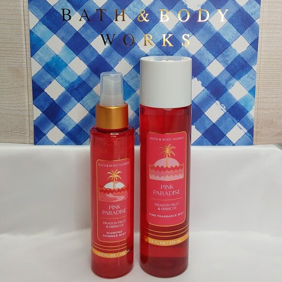 BATH & BODY WORKS 'PINK PARADISE' 'DRAGON FRUIT & HIBISCUS' BODY CARE DUO SET - Picture 1 of 16